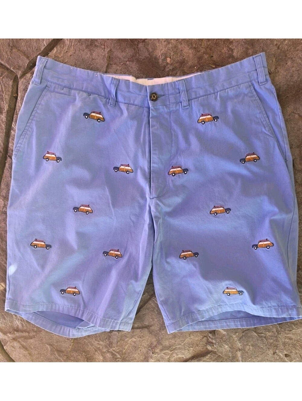 Castaway Nantucket Shorts Mens 36 Blue Embroidered Woody Wagon 10" Inseam